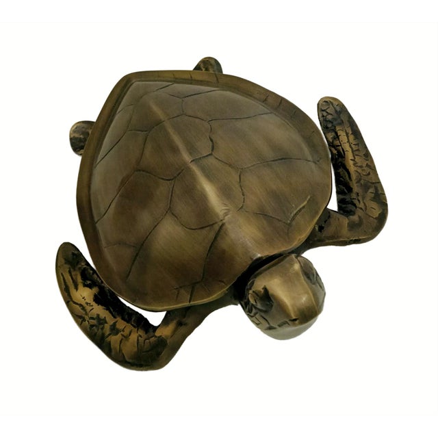 1990s Brass Finished Metal Sea Turtle Sculpture For Sale - Image 4 of 5