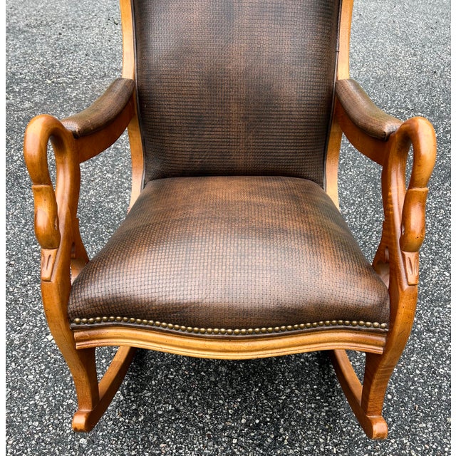 Walter Smithe Cudtom Swan Rocking Chair For Sale In New York - Image 6 of 9