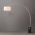 Mid-Century Modern Iconic 95" Arc Floor Lamp - Weathered Brass, Black Marble Base, White Linen Shade For Sale - Image 3 of 7