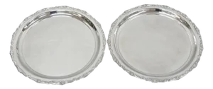 Vintage Victorian Large 21" Round Silver Plated Serving Platter Tray - a Pair