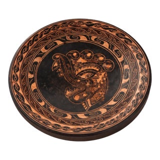Signed Costa Rican Artisan Pottery Plate / Catchall Bowl — Pre-Columbian Inspired Wall or Table Decor, 1996 For Sale