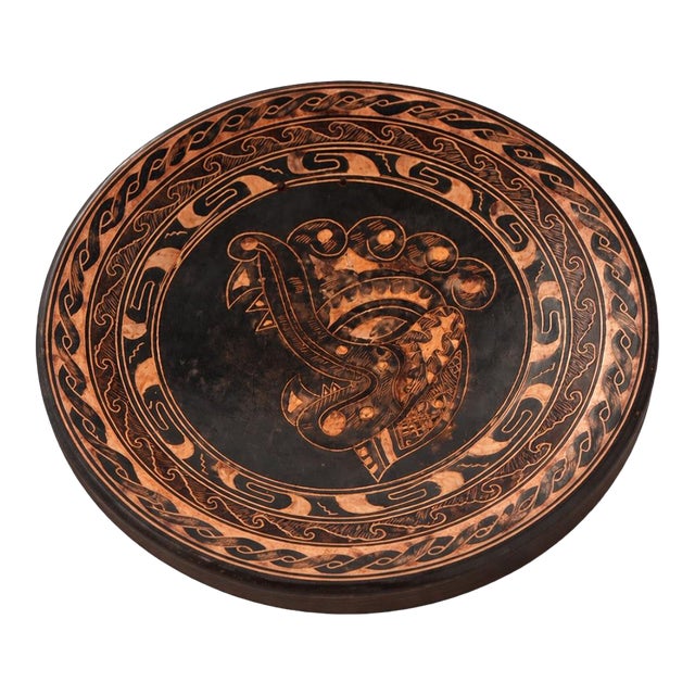 Signed Costa Rican Artisan Pottery Plate / Catchall Bowl — Pre-Columbian Inspired Wall or Table Decor, 1996 For Sale