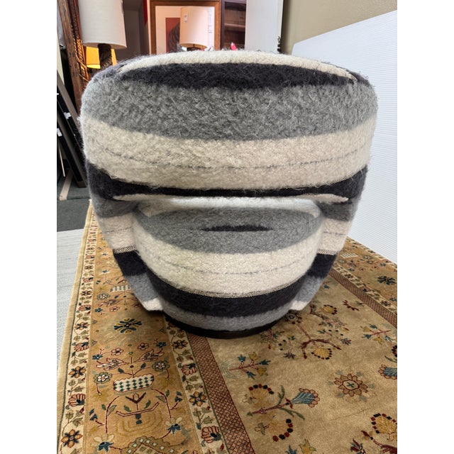 Sheepskin Stripe Swivel Chair For Sale - Image 4 of 12