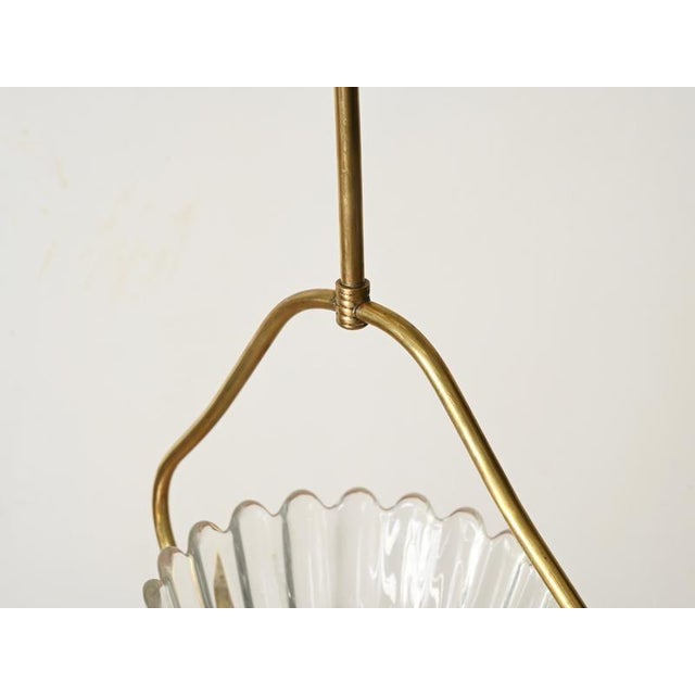 1940s Floral Murano Glass and Brass Pendant from Barovier, Italy, 1940s For Sale - Image 5 of 16