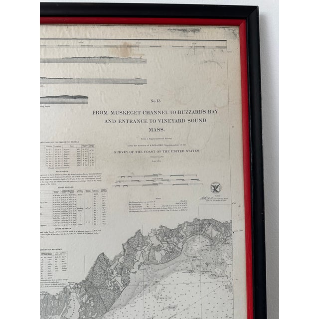 Map of Martha's Vineyard, Nantucket and Block Island Antique Coast Survey Framed For Sale - Image 4 of 12