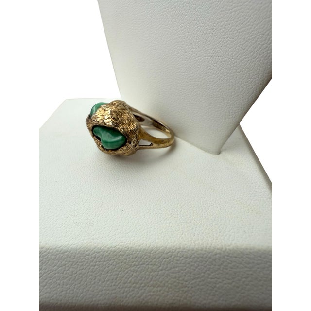 Brutalist Sterling Panetta Faux Jade Ring, Size 5.25 For Sale - Image 9 of 9