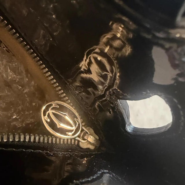 21st Century Perfect Condition Patent Black Leather Hand-Bag by Cartier For Sale - Image 17 of 18