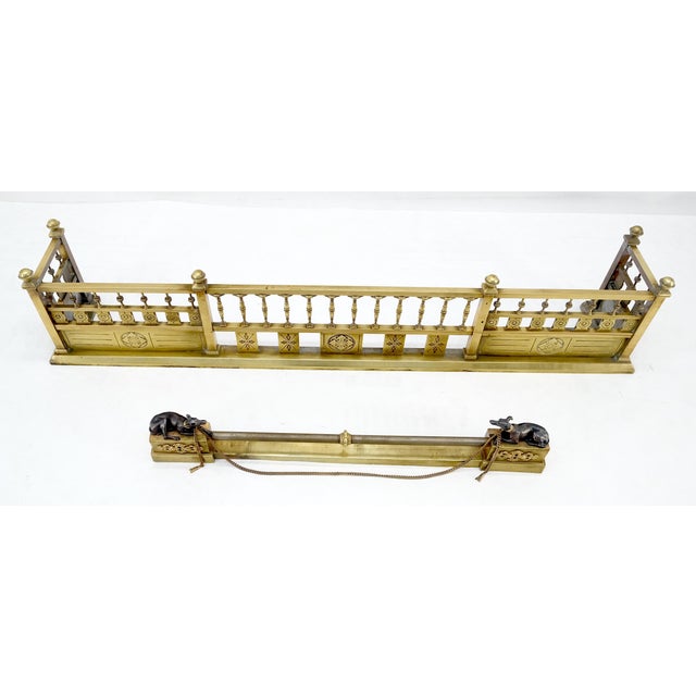 Large Antique Ornate Solid Brass Fireplace Fender Towel Rack c1900s Stunning For Sale - Image 11 of 15