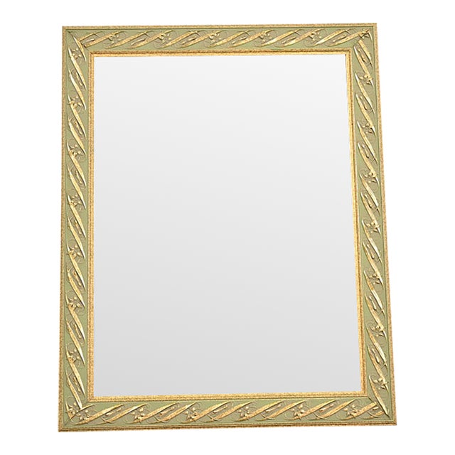 John Widdicomb Style Italian Regency Louis XVI Carved Painted and Gold Gilt Wall Mirror For Sale