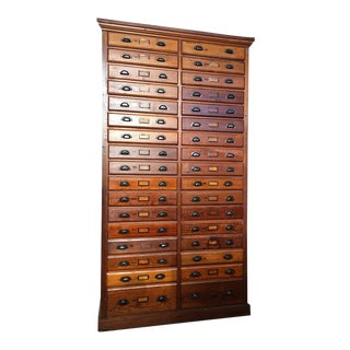 1930s Oak Printers Cabinet For Sale