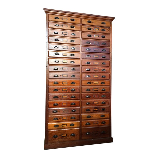 1930s Oak Printers Cabinet For Sale