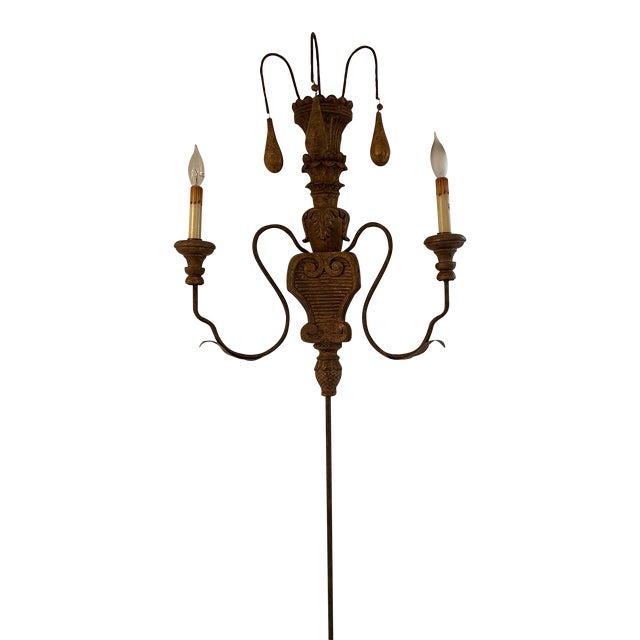 Wooden Guilded Wall Sconce For Sale