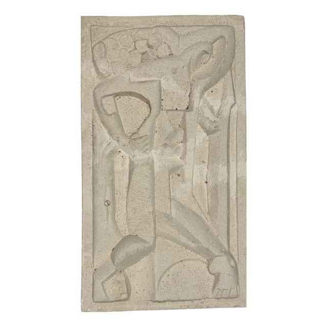 Relief Mural Sculpture with Siporex the Sower, 1970s, Plaster For Sale