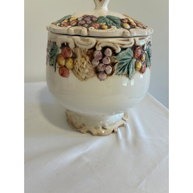 Vintage Lefton Majolica Style Canister With Liid For Sale - Image 12 of 12