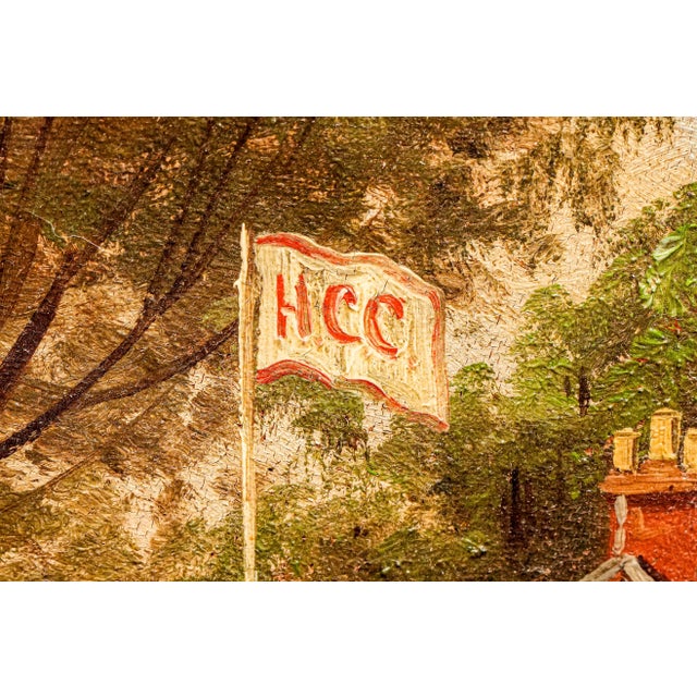 1900 - 1909 Charming Antique Framed Oil Painting English Cricket Pavilion Sports Victorian Architecture Home Wall Decor For Sale - Image 5 of 15