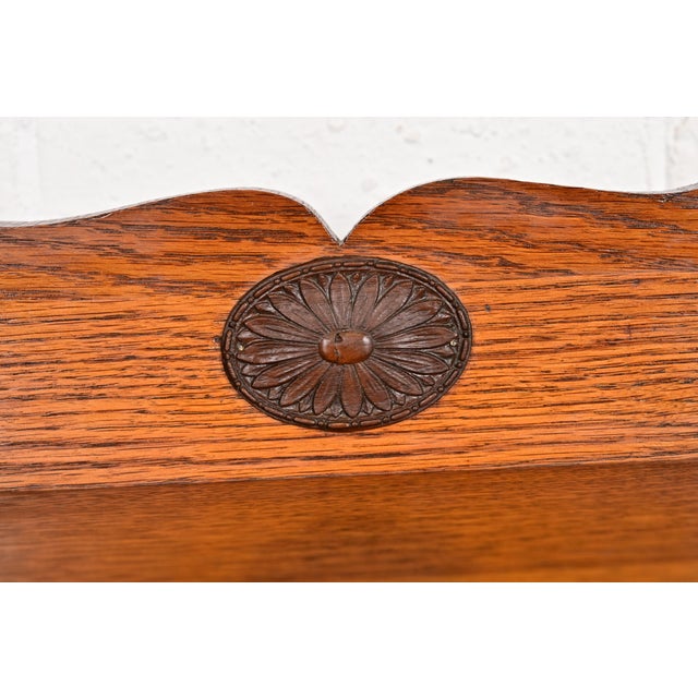 Early 20th Century Antique Victorian Carved Tiger Oak Music Cabinet, Circa 1900 For Sale - Image 5 of 14