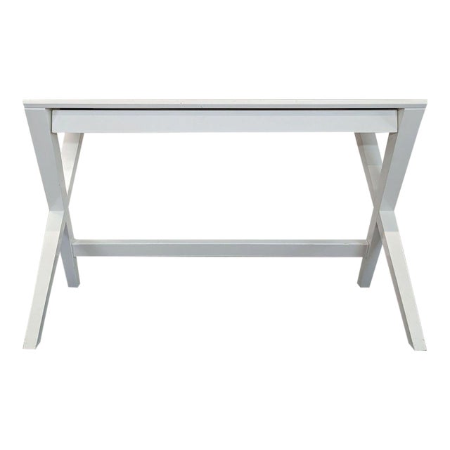 Crate and Barrel White X-Leg Modern Desk For Sale