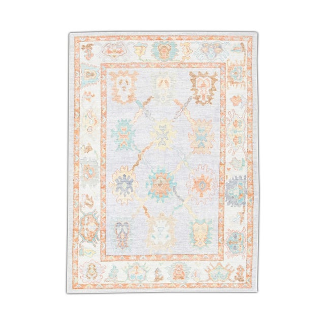 Early 21st Century Multicolor Handwoven Turkish Oushak Rug 5'2" X 7' For Sale - Image 10 of 10