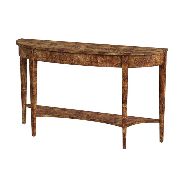 Astor 54"W Demilune Console Table, Traditional Burl For Sale - Image 9 of 9