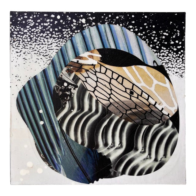 "Ribbed Blue in Winter" by Michael DesRosiers Abstract Mixed-Media on MDF Panel (2025) For Sale
