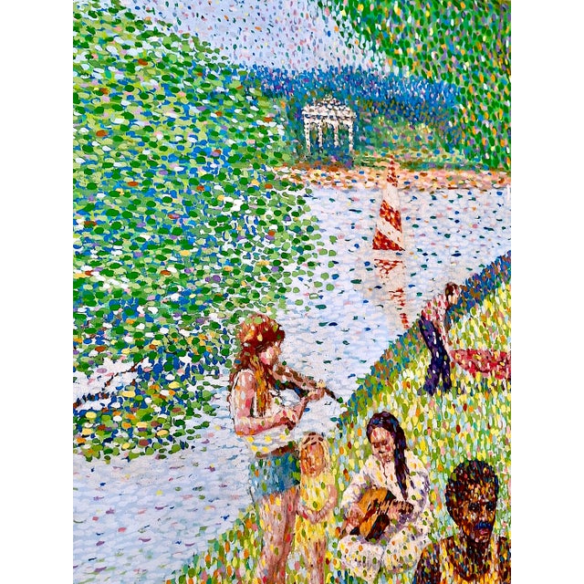 Kelly Green A Figurative Pointillist Painting After Georges Seurat’s “Sunday Afternoon…” by Brenda Joysmith For Sale - Image 8 of 15