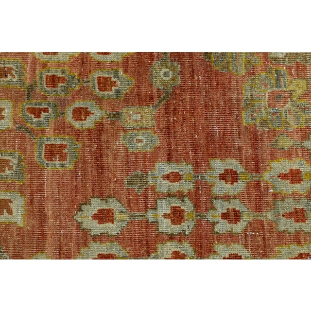 Antique Malayer Style Rug With Terracotta Field and Sage Green Boteh Motifs For Sale In New York - Image 6 of 12
