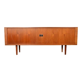 1960s Hans Wegner "President" Credenza With Teak Tambour Doors For Sale