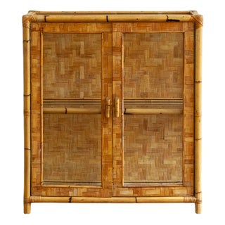 Bamboo, Pressed Bamboo and Glass Display Cabinet, 1970s For Sale