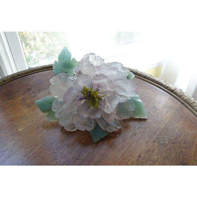 Gemstone Vintage Chinese Quartz and Jade Flower For Sale - Image 7 of 7