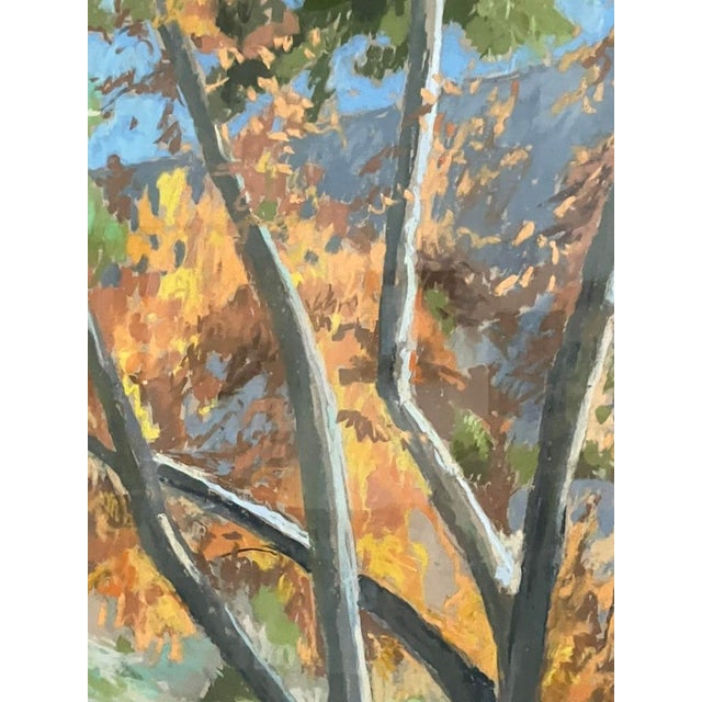 Large Autumn Landscape Oil Pastel by Werner P. De Montaune, 1998 – Framed Expressive Art For Sale - Image 16 of 18