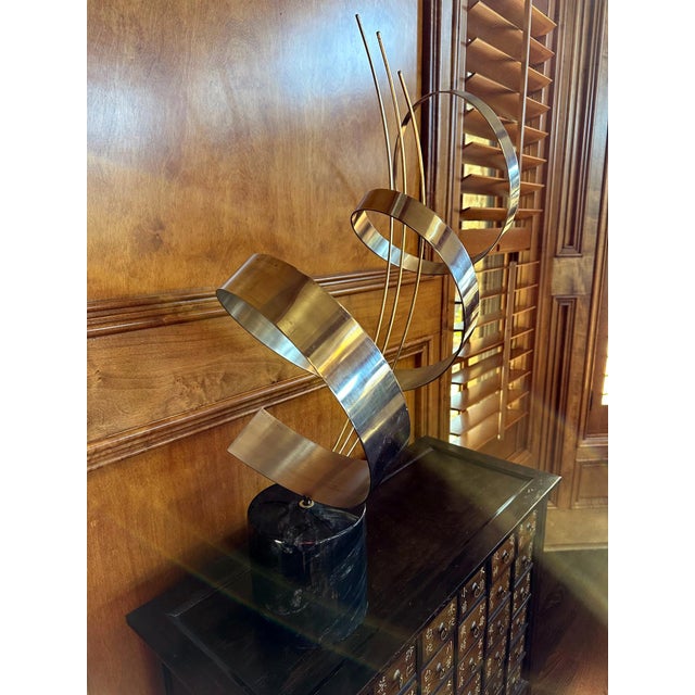 1970s Kinetic Metal Sculpture on Marble Base by C. Jere For Sale - Image 5 of 12