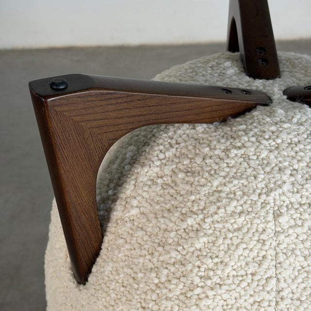 TOTEMO Architectural Stool in Ivory Dedar Bouclé and Mahogany from FORME, 2026 For Sale - Image 11 of 15