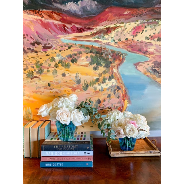 Vintage Venini Murano Style Blue Bubble Glass Wine Cooler Ice Buckets Italy 1970, a Pair For Sale - Image 12 of 12