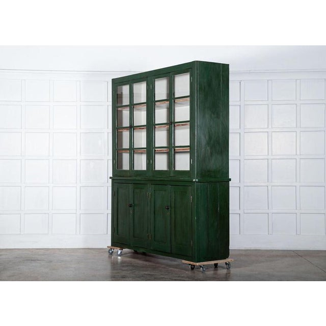 19th Century Large 19th Century English Painted Pine Glazed Bookcase For Sale - Image 5 of 16