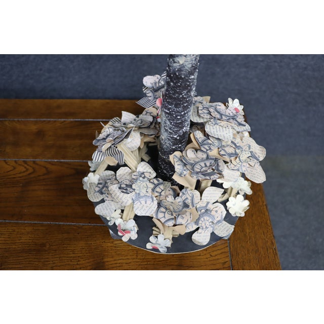 Contemporary Pair of Paper Mâché Floral Tree Sculptures For Sale - Image 3 of 15