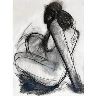 Richly Drawn Charcoal Figurative Drawing - Contemporary For Sale