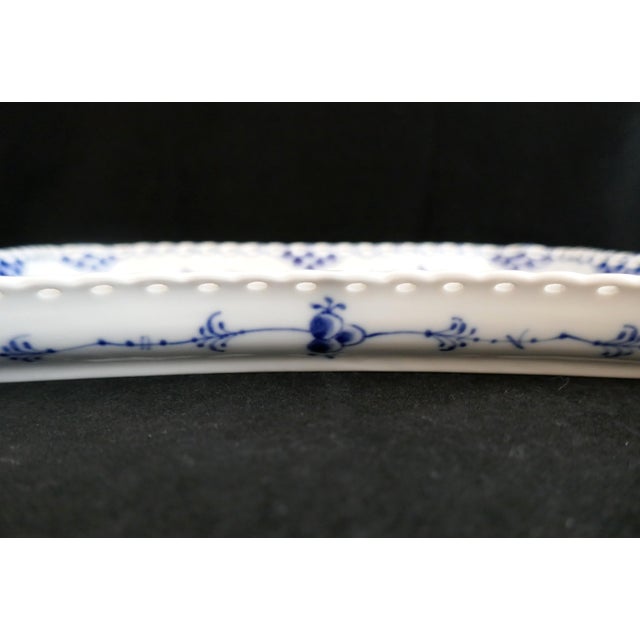 Vintage Royal Copenhagen Blue Fluted Full Lace Hand Painted Tray # 1195. MADE IN DENMARK. Hand Painted It measures approx....