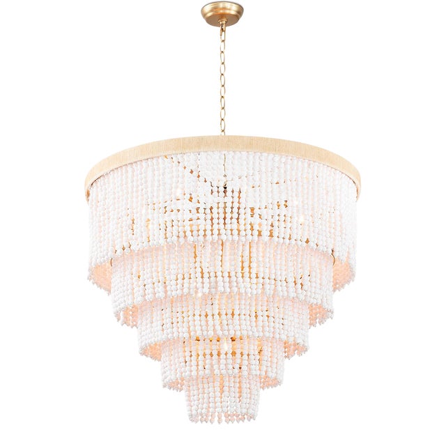 Regina Andrew Waterfall White Bead Chandelier For Sale