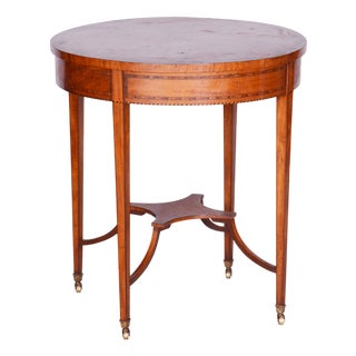 Biedermeier Round Table in Cherrywood with Detailed Marquetry, France, 1850s For Sale