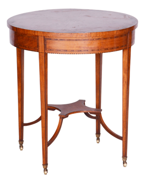 Biedermeier Round Table in Cherrywood with Detailed Marquetry, France, 1850s