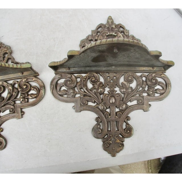 Bronze Renaissance Revival Style Zinc Brackets - A Pair of 2 For Sale - Image 8 of 9