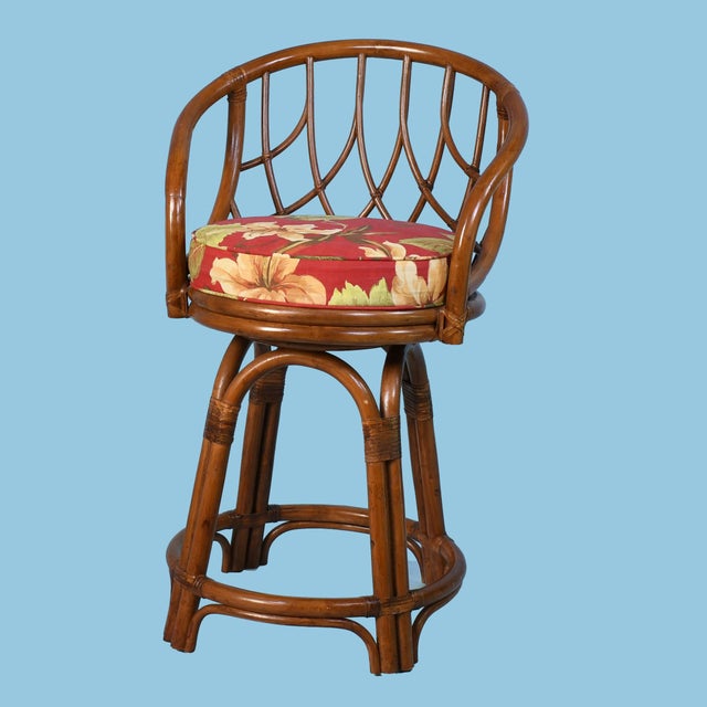 Set of 3 Bent Rattan Stools For Sale In West Palm - Image 6 of 6