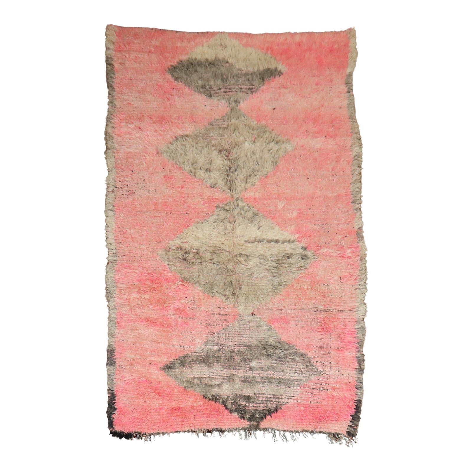 Vintage Zabihi Collection Moroccan Abstract Pink Rug | Chairish
