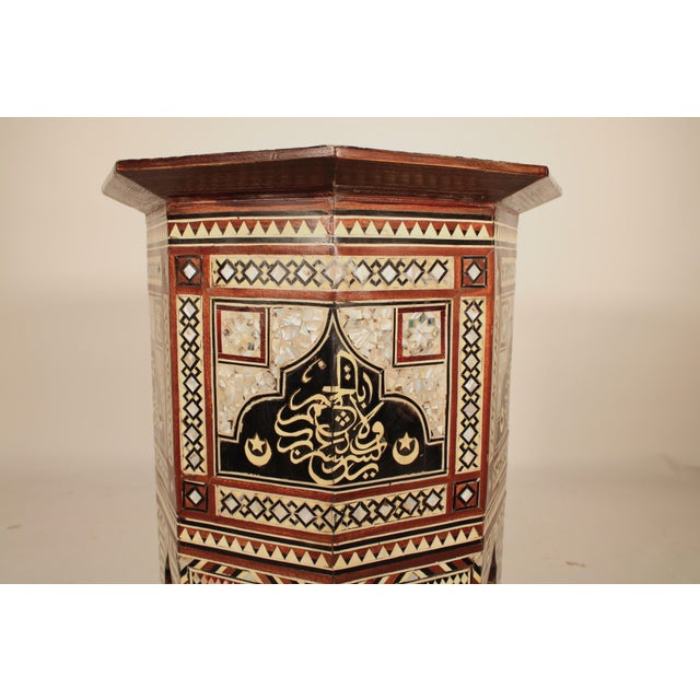 Wood Pair of Levantine Mother of Pearl and Bone Inlaid Side Tables For Sale - Image 7 of 10