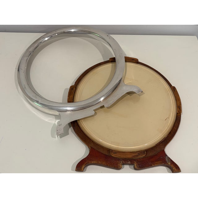 Wood Antique Art Deco Style 800 Silver Round Photograph Footed Frame Jm Werner Berlin For Sale - Image 7 of 18