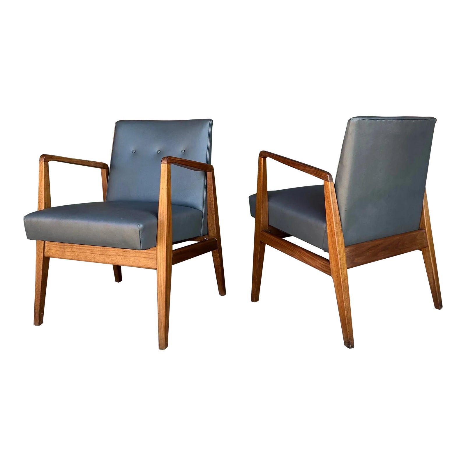 Pair of Jens Risom Walnuts Side Chairs | Chairish