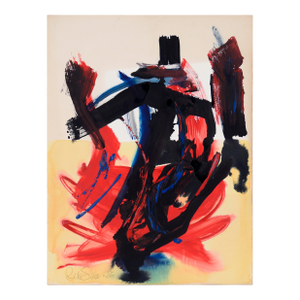Figure Rising From a Yellow Field - Abstract Composition in Acrylic on Paper by Ricardo De Silva