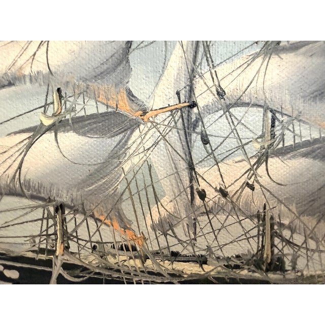 K.Maskell Oil Painting Tall Ship at Sea Maritime Nautical Ocean Seascape, Framed For Sale In Jacksonville, FL - Image 6 of 13