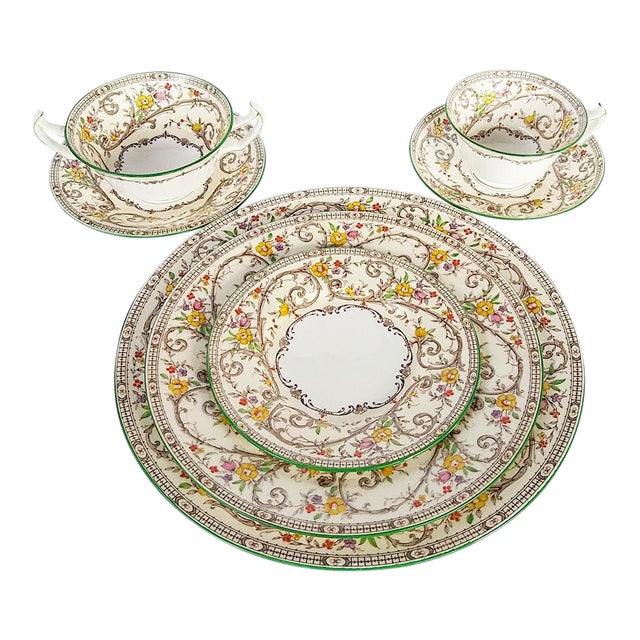 1930s Vintage Minton Brentwood China Place Setting Dinnerware Set 7 Pieces Chairish