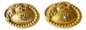 Victorian 10k Gold Diamond Ornate Oval Cufflinks